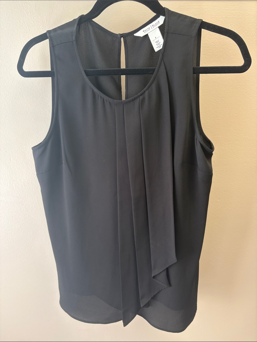White House Black Market Black Pleated Front Sleeveless Camisole